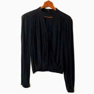 Express Sheer Wrap Blouse SIZE EXTRA SMALL Black O